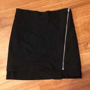 Black, boutique skirt with asymmetrical zipper
